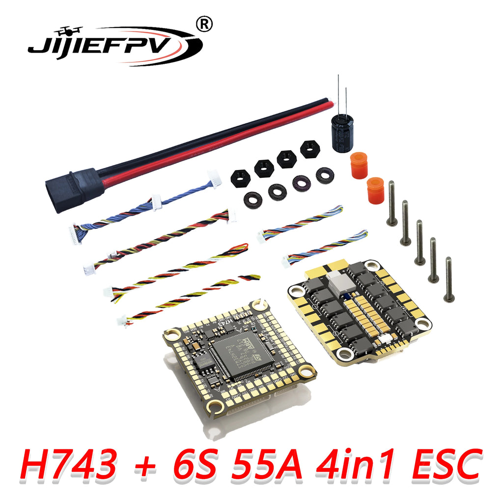 JIJIEFPV H743 Flight Controller H7 FC H743 Stack 8S 55A 60A 70A 4in1 ESC For 5inch DJI RC FPV Freestyle Drone DIY Parts