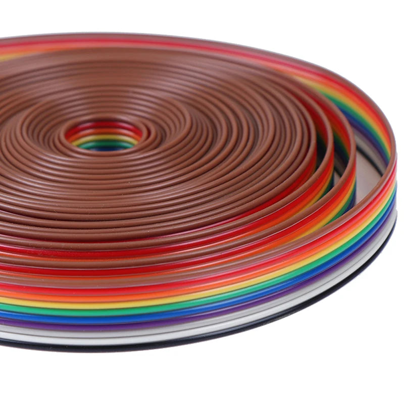 5m Rainbow Ribbon Cable 10 Way Flat Color Wire Flexible Electrical Connection Cable