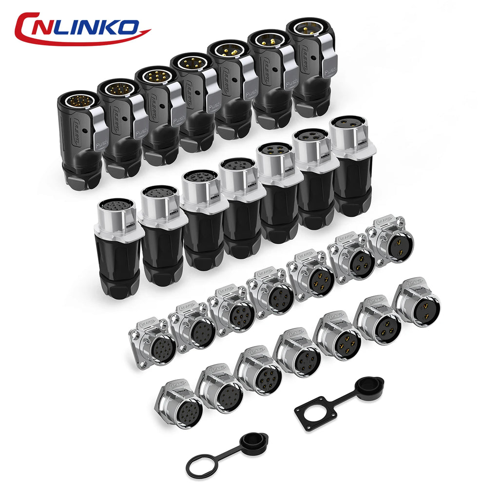 CNLINKO LP20 2/3/4 Pin IP68 Waterproof Quick Circular Connector Panel Mount Electrical Power Connector for Outdoor Eqiupments