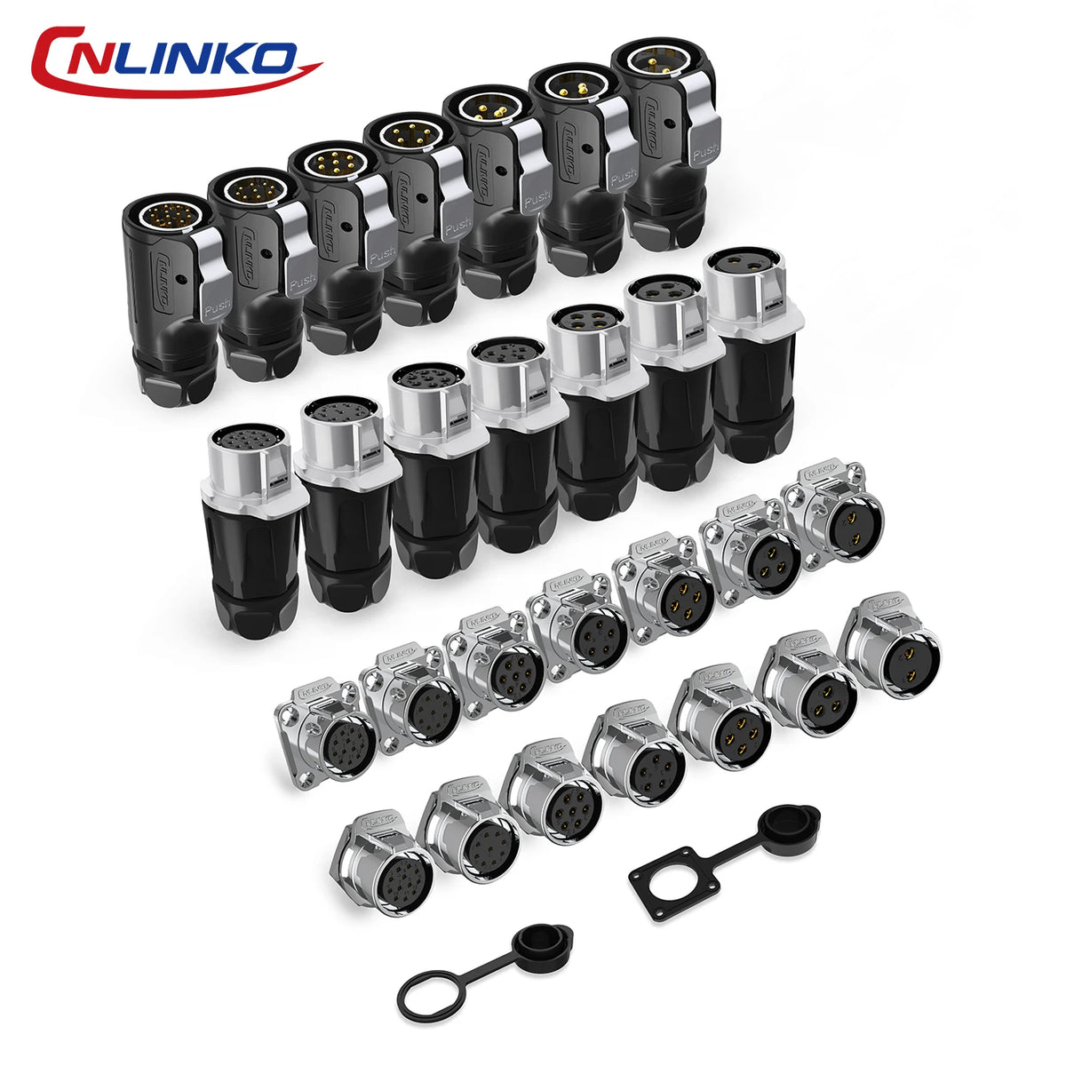 CNLINKO LP20 2/3/4 Pin IP68 Waterproof Quick Circular Connector Panel Mount Electrical Power Connector for Outdoor Eqiupments