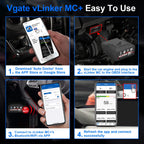 Vgate VLinker MC/MC+ Bluetooth 3.0/4.0 OBD2 Scanner ELM327 Compatible for BimmerCode FORScan for IOS/Android Car Diagnostic Tool