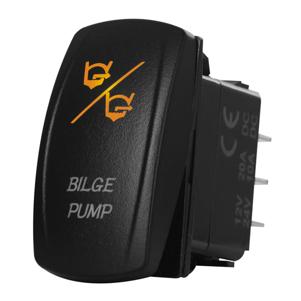 Marine Boat Rocker Switch 12/24V Orange Backlit Anchor Beacon Up Down Button ON OFF/ON OFF ON Momentary Toggle Switch Waterproof