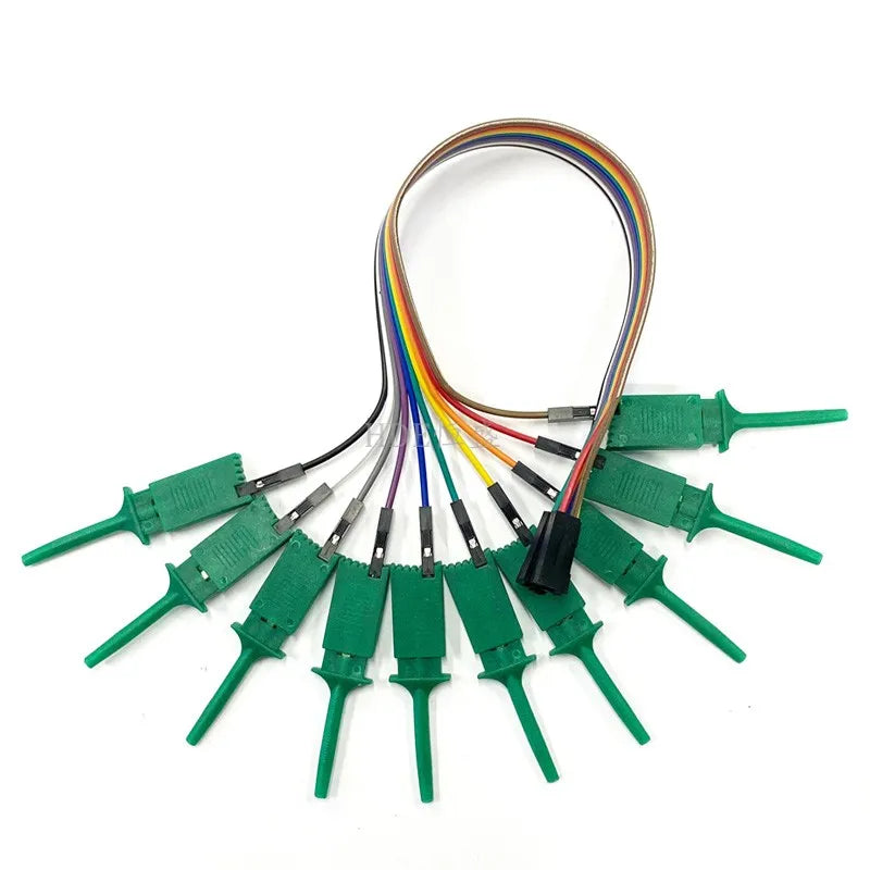 10Pcs Test Hook Clips with 20/30cm Male Header Jumper Wires & SOIC IC Grabber, Test Hook Clips to Dupont Wire for Power Supply