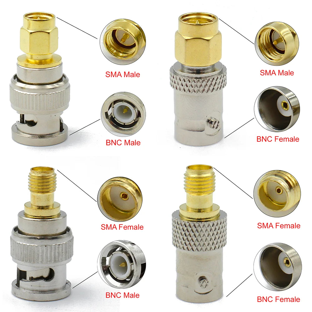 BNC to SMA / RP-SMA RF Adapter Connector Male Female Straight 4-Hole Flange Coaxial Converter for FPV WiFi Radio Antenna Systems