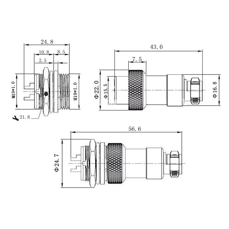 GX20 Metal Aviation Connector 2 3 4 5 6 7 8 9 10 12 14 15 Pin Male Female Plug Socket Panel Mount Flange Circular Cable Joint