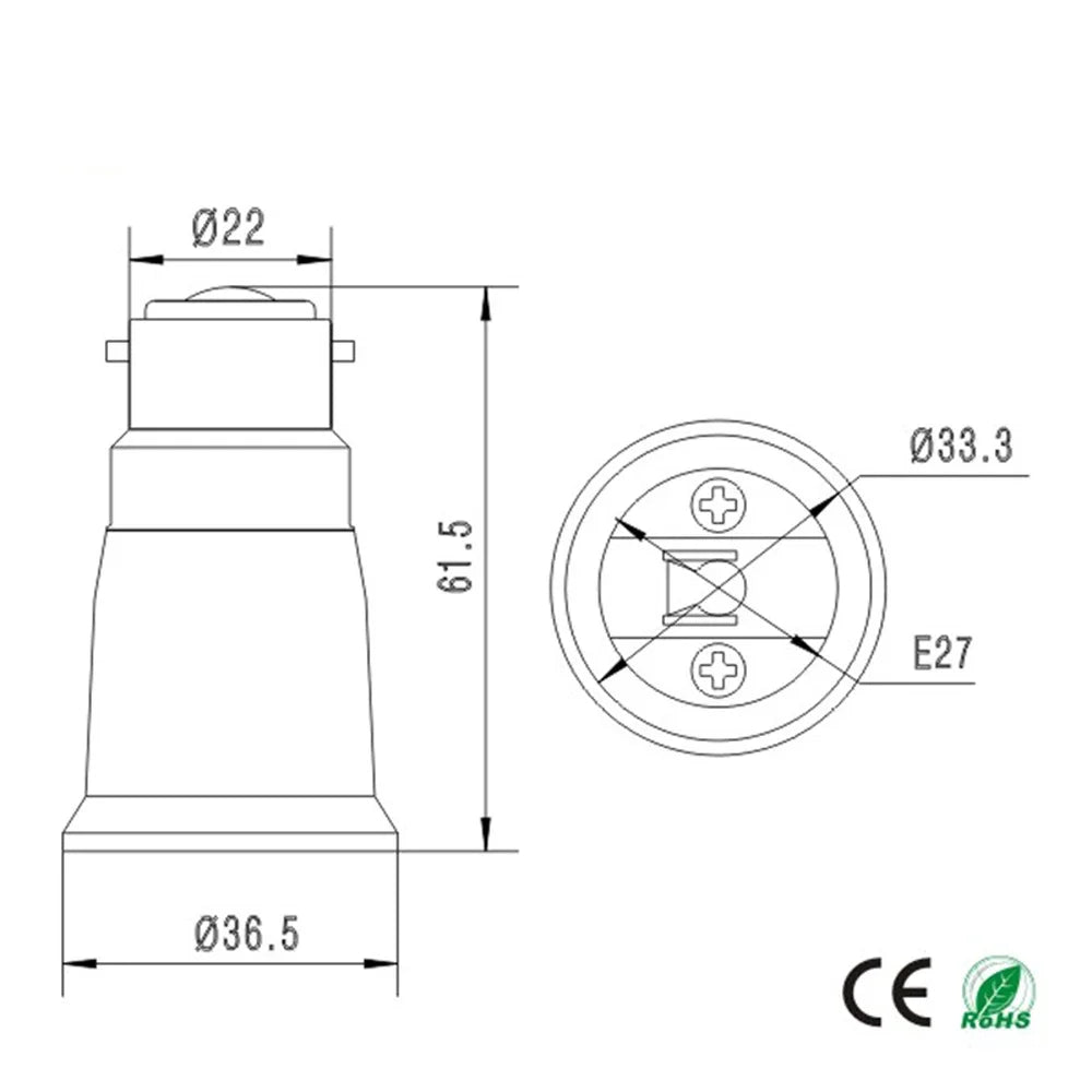 4pcs E27 to B22, B22 to E27 Light Socket Adapter 250V2A PBT Housing CE Rohs LED Lamp Base Holder Socket Converter