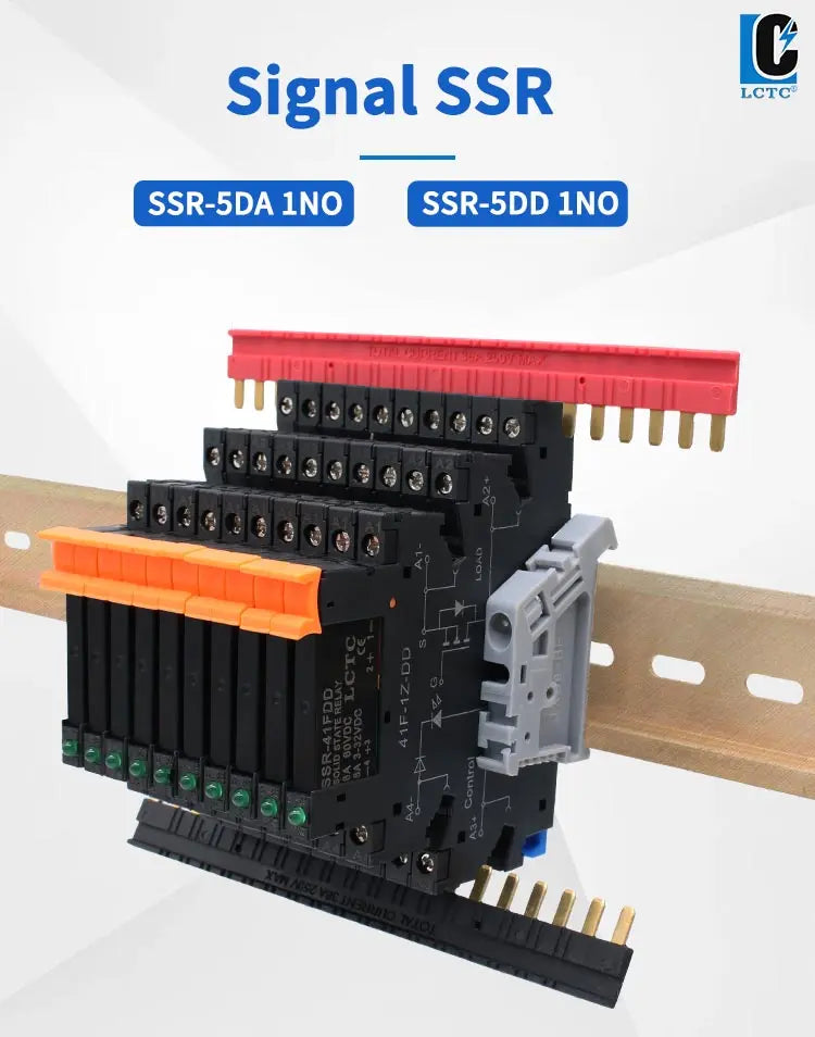 10PCS DIN Rail Mounted Solid State Relay Slim SSR Relay Module DC Control AC DC Control DC 6A SSR-41FDA/DD