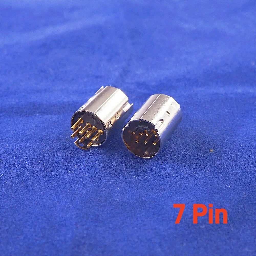 5/20/50/200 pcs Mini Din Plug Male Connector 3 4 5 6 7 8 9 Pin PCB mount Straigh Machined Header Gold Plated Pins Board Solder