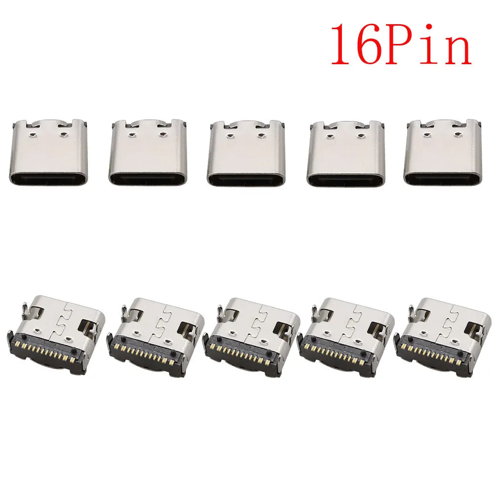 10Pcs USB Connector Type C Female Charging Port Jack 2P/6P/16P/24 Pin Soldering PCB SMD SMT DIY USB-C Socket Adapter