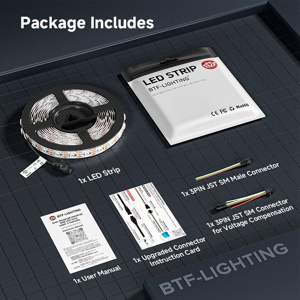 WS2812B Led Lights DC5V WS2812 RGB Led Strip Light Individually Addressable Smart Pixels Magic Light Black White PCB IP30 65 67