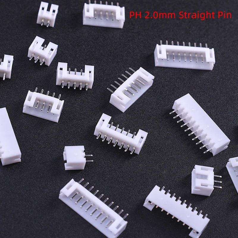 100PCS/50Pcs JST PH2.0mm Male Wire Connector Housing 2mm Pitch 2-10Pin Male Plug with Plastic Shell Pin Header for Electronics