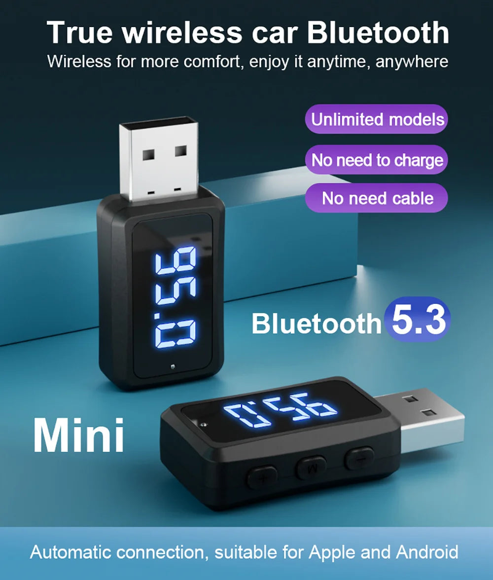 LCD Digital Car Bluetooth 5.3 Transmitter Receiver Handsfree Call Mini USB Power Car Kit Wireless Auto Audio For Car Fm Radio