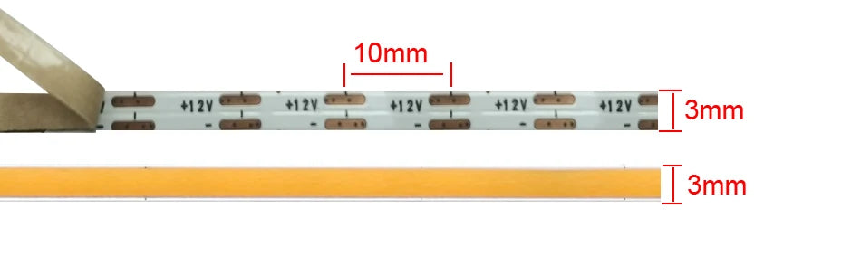 3mm PCB Ultra Thin DC12V 392LEDs/m COB LED Light Strip for Home Decor Car DIY Blue/Green/Red White High Density LED Tape