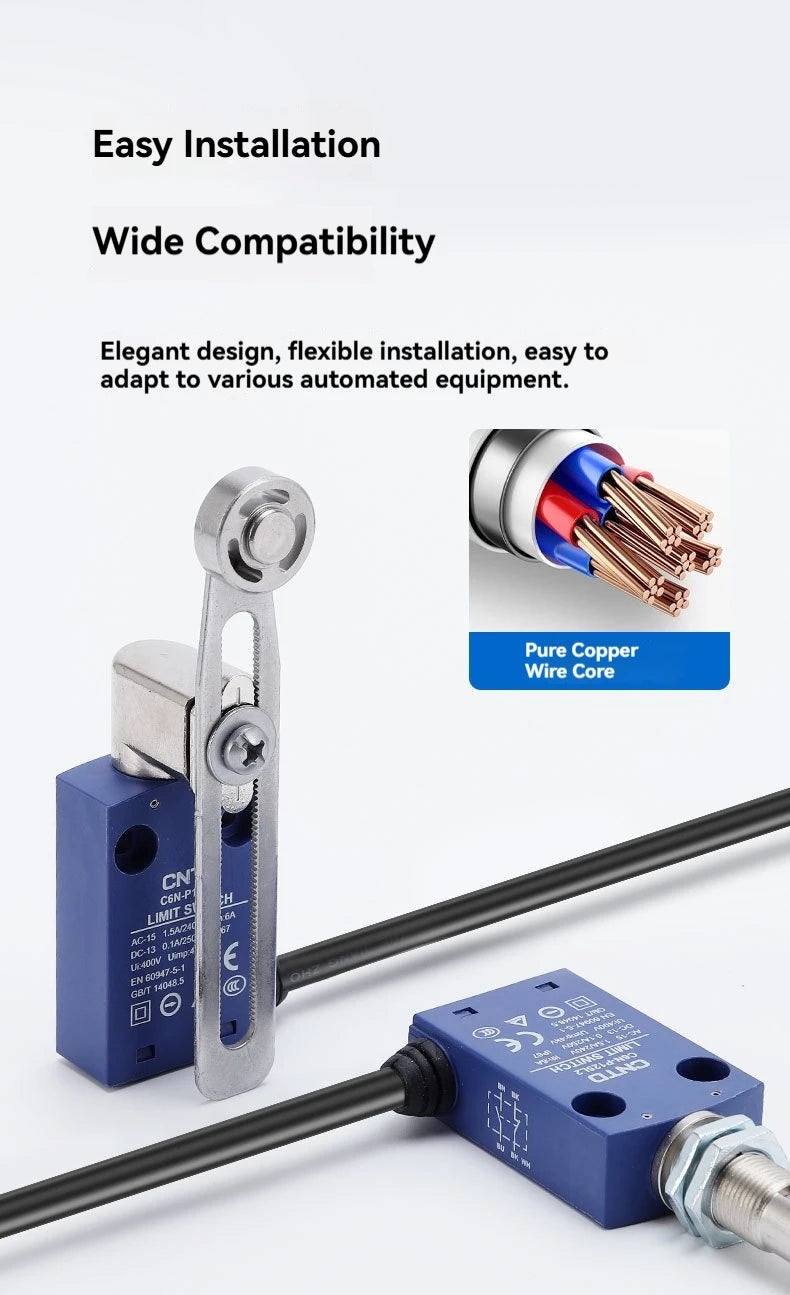 CNTD Micro Limit Switch C6N Series C6N‑101 C6N‑102 C6N‑111 C6N‑121 1NO1NC 10A 250V IP67 Waterproof For Automated Machinery