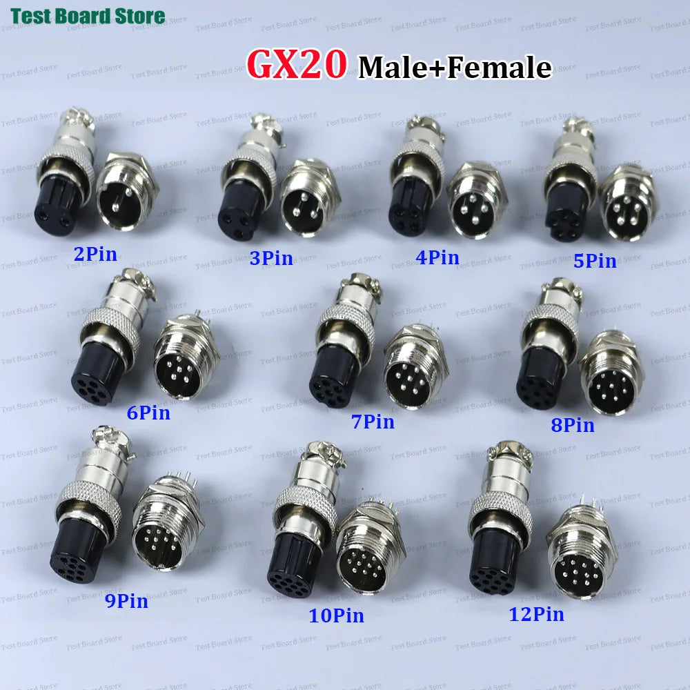 1/2/5Set GX20 Aviation Connector 2 3 4 5 6 7 8 9 10 12Pin Docking Aviation Male Female Plug Socket Waterproof Circular Connector