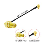 RF1.37 SMA Male Female to MMCX Male 90 Degree FPV Antenna Connector 50 ohm RF Coaxial Extension Jumper OD=1.37 Cable