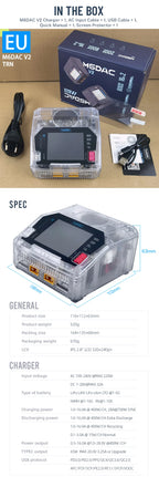 ToolkitRC M6DAC V2 TRN Charger 2CH AC200W Transparent Color DC800W IPS Model Toy Car Lithium Battery Charging 1S 2-6S LiPo LiHv