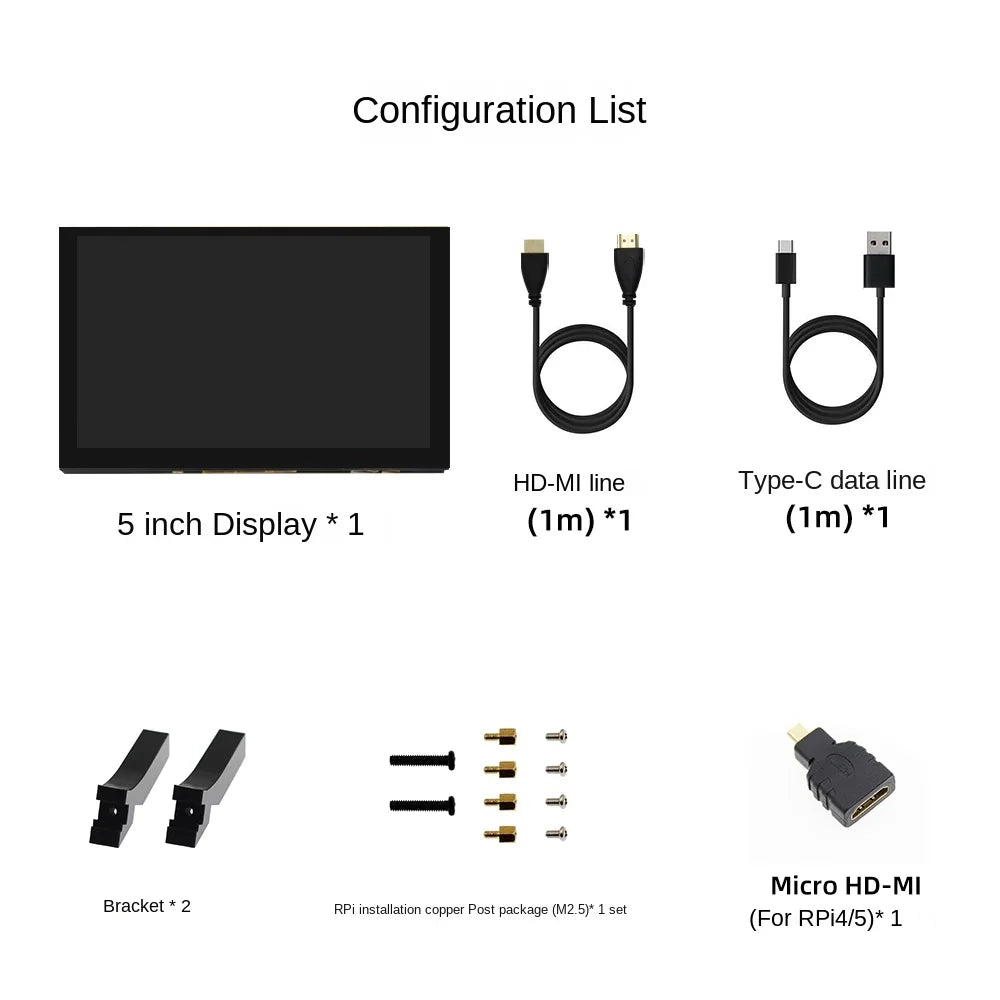 5inch/7inch Raspberry Pi HDMI display capacitive touch display with Raspberry Pi 5/4B high-definition IPS
