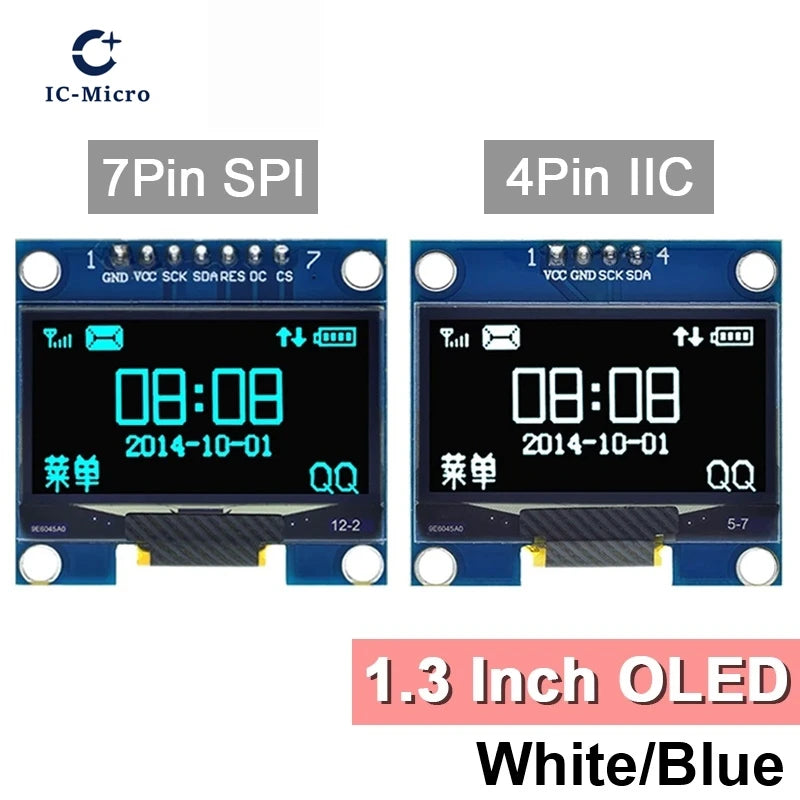 1.3 inch OLED module SPI/IIC I2C Communicate white/blue color 128X64 1.3 inch OLED LCD LED Display Module 1.3" OLED Module 1-10