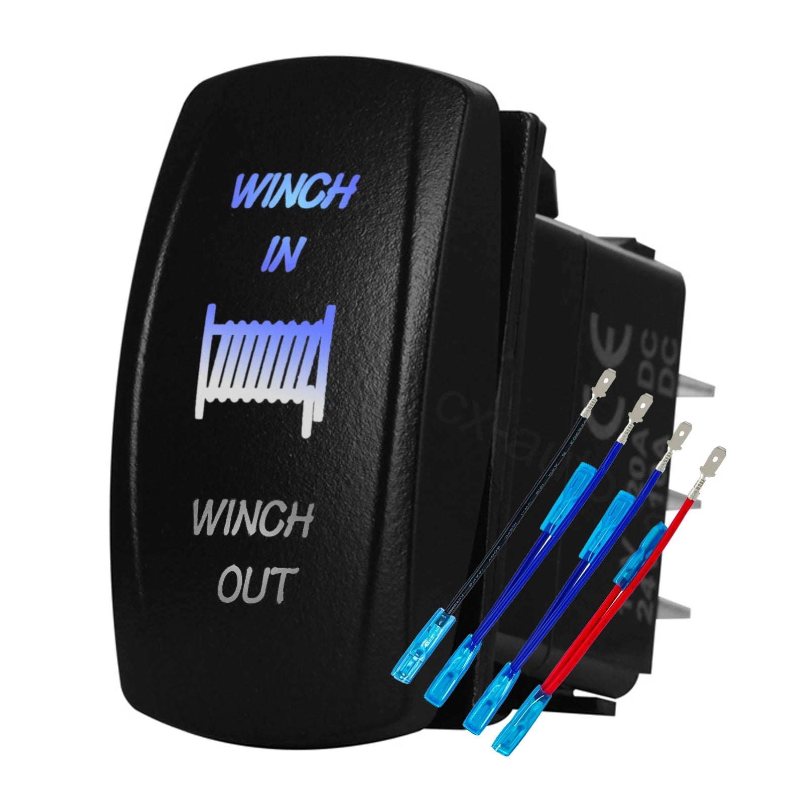 12V 24V Boat Trim Tabs Switch (ON)-OFF-(ON) Momentary Rocker Switch Waterproof Blue Light ON-OFF Toggle Switch With Harness