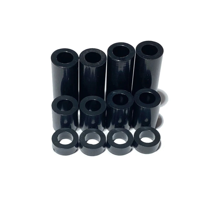 50Pcs M3 ABS Plastic Round Standoff Washer, Black Nylon Non-Threaded Hollow Spacers, 7mm OD x 3.2mm ID