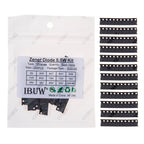 150PCS 15Values 0.5W Zener Diode Kit 3V-24V 1N4148 SOD123 for Voltage Regulation Projects 1N4148