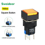 16mm LED Illuminuted Push Button Switch 12/24/220V Momentary Self-locking on Off with Light Square Round Rectangle Power Switch