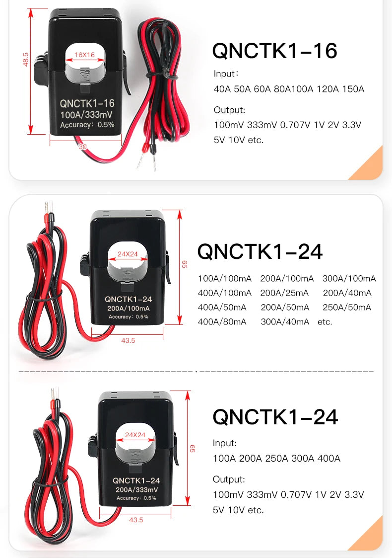 Clamp CT Current Transformer QNCTK1-16 100A 50mA 50A 25mA 100A 40mA 50A 20mA Open Current Sensor Split Core Current Transformer