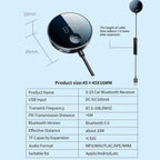 Bluetooth 5.0 FM/AUX Transmitter Audio FM Transmitter and Receiver Hands-Free Car Adapter FM Bluetooth Fast Charger