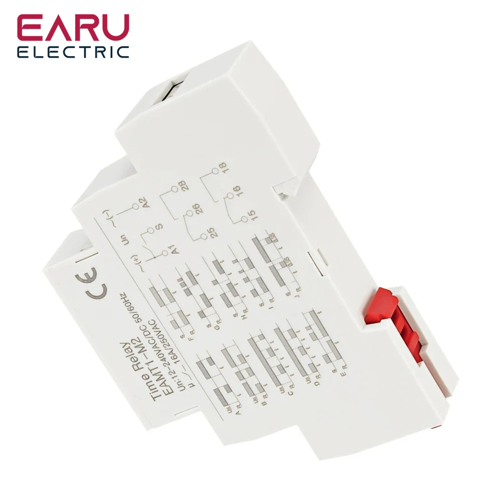 EARU 1Pcs 16A Multifunction Type 0.1 Second -10 Days Timer Relay With 10 Function Choices AC DC 12V-240V Time Relay Din Rail