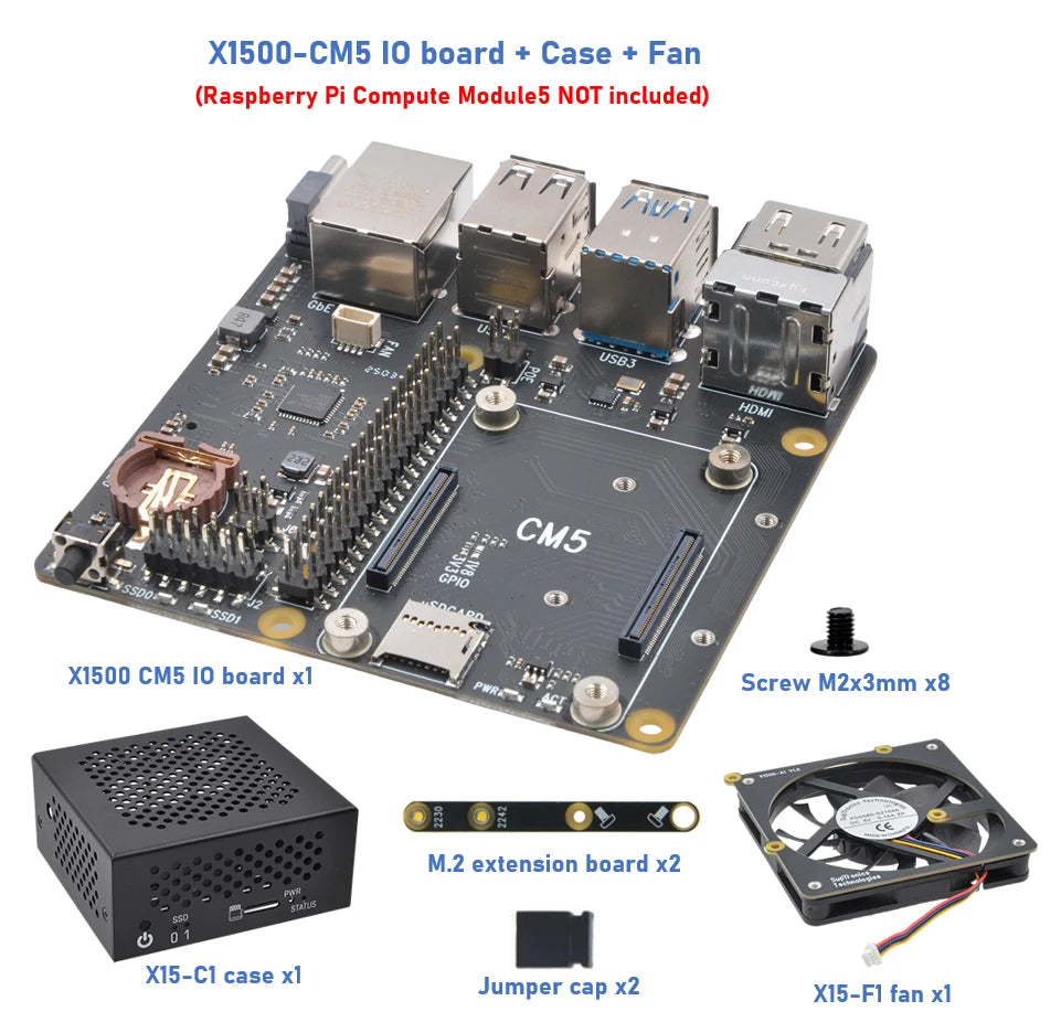 Raspberry Pi CM5 IO board NAS 2xNVMe dual Ethernet X1500