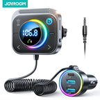 Joyroom Bluetooth 6.0 FM/AUX Transmitter Car Adapter Audio FM Transmitter Bass Boost 3 Ports PD&QC 3.0 FM Bluetooth Fast Charger