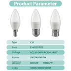 8pcs E27 E14 B22 Led Bulb AC 220V C37 Candle Lamp Energy Saving 3000K 6000K 3W 5W 6W 7W Chandelier Light for Home Decoration