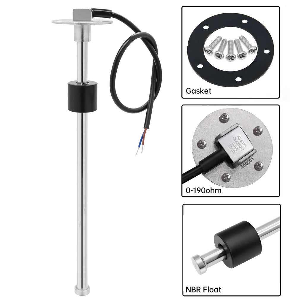 1Pc Fuel Float Level Sensor 0-190ohm Stainless Steel 100mm 200mm 300mm SENSOR with Gaskets Oil Gauge kit Unit  Accessories