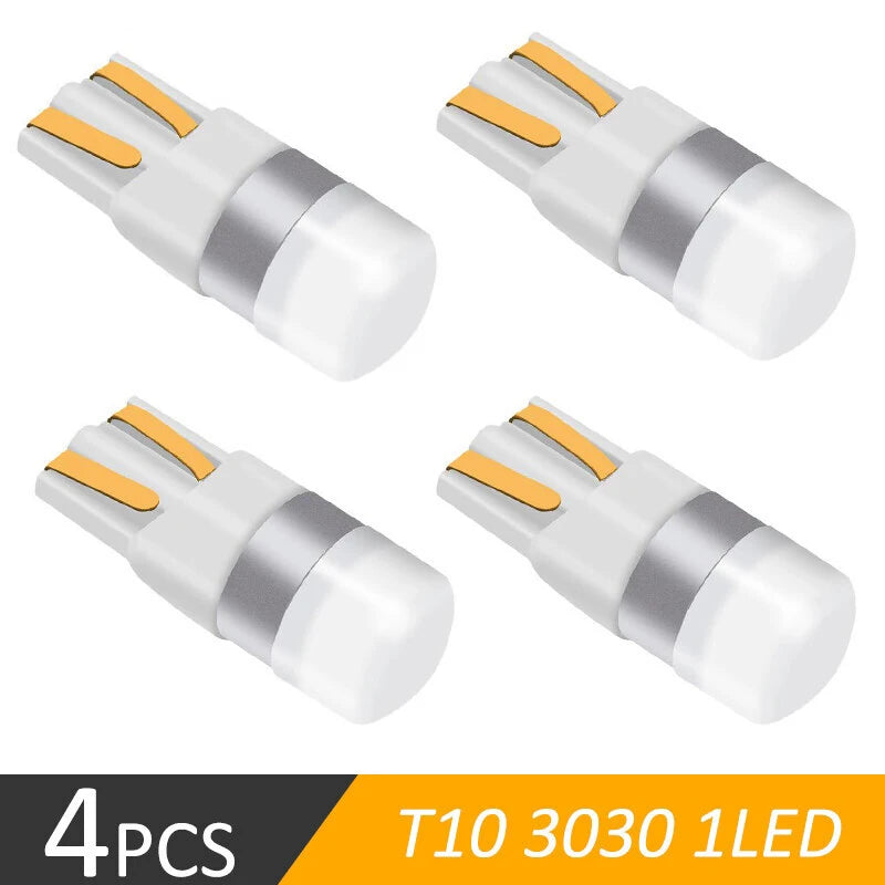 4 Pcs Super Bright 3030 SMD T10 LED W5W Car Dome Light Auto Clearance Reading Lamp 12 Vehicle Door Bulb Accessories White 6000K