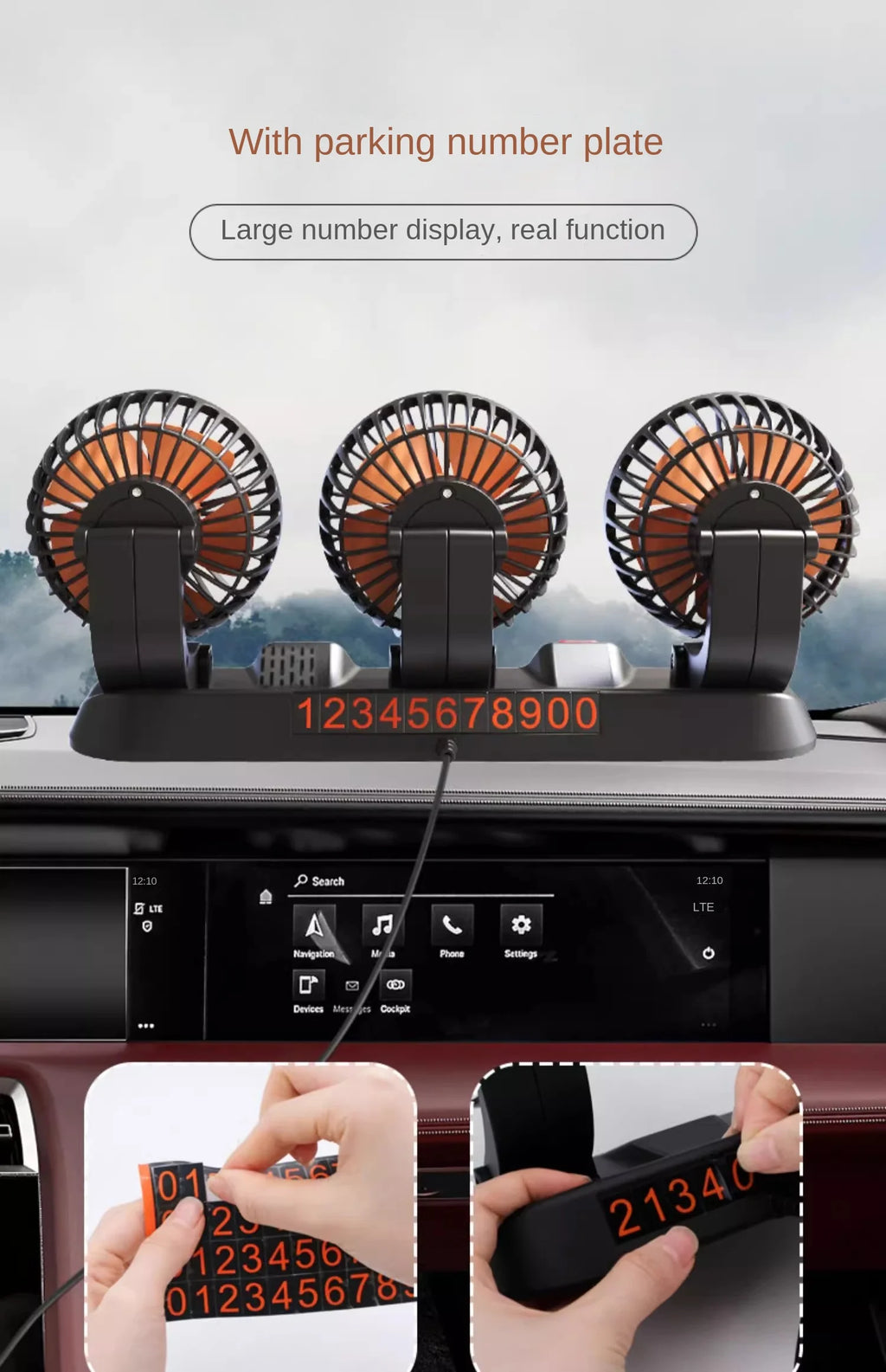 Car Fan 5V 12V 24V Car Cooling Fan 360° Adjustable Dual Head Air Fan USB 2Speeds Automotive Electric Fan For Dashboard RV Truck