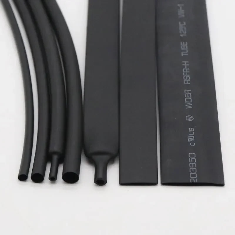 1/5/10M Diameter 1.5~50mm No Glue Heat Shrink Tubing 3:1 Ratio Waterproof Wire Wrap Insulated Lined Cable Sleeve Black
