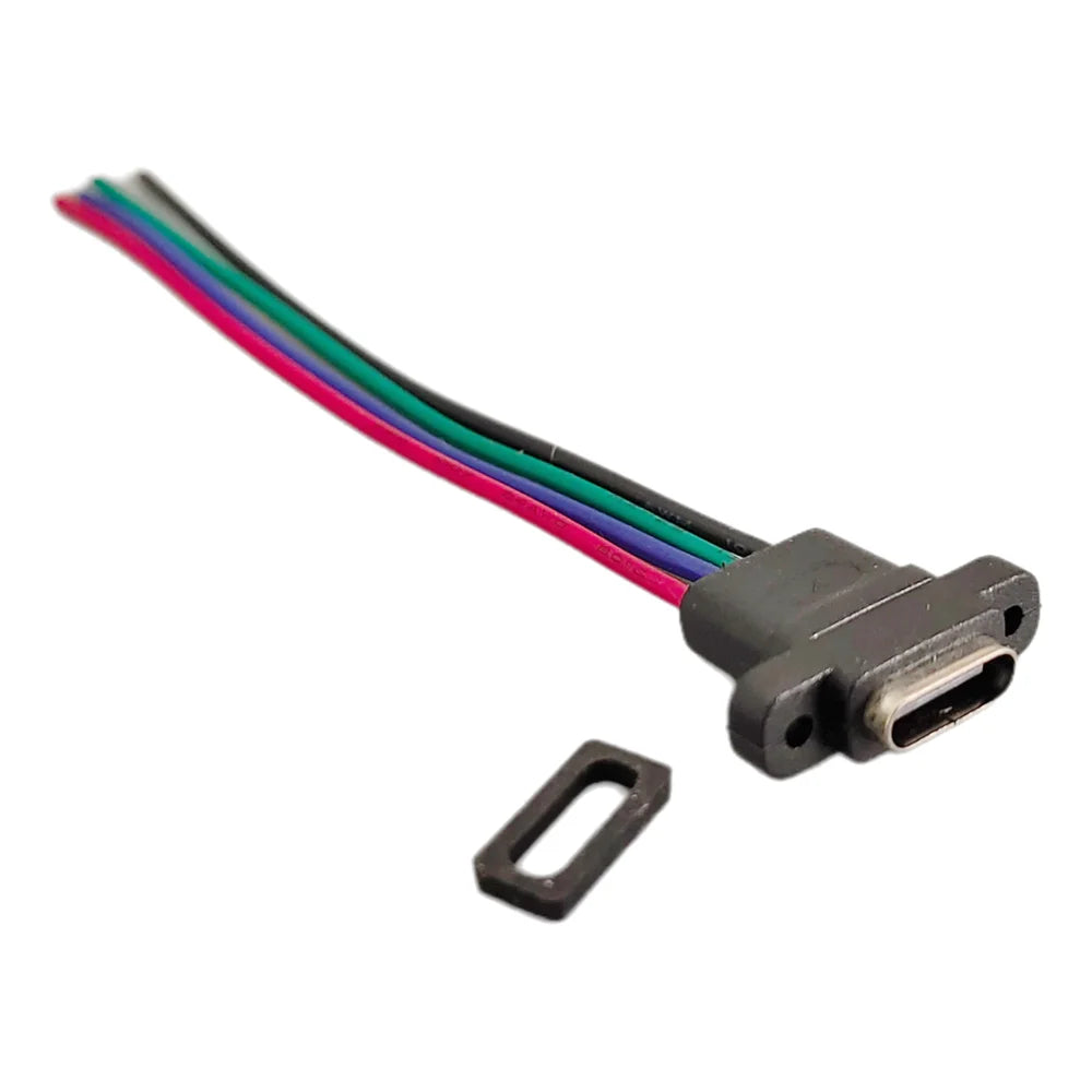 2/5/10pcs USB‑C Waterproof Female Connector 4Pin Straight Ear High Current Type C Charging Socket Jack with Rubber Ring