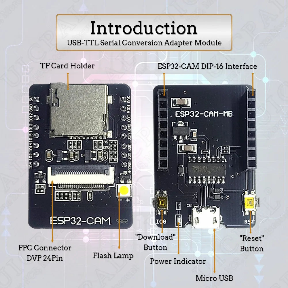 Original ESP32-CAM Camera Module Kit 2.4 GHz WiFi Bluetooth 8MB PSRAM OV2640 Camera Module 66 120 160 Degree 850nm Night Vision