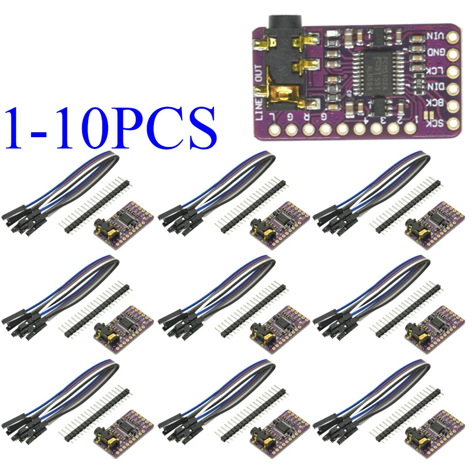1-10PCS I2S PCM5102 DAC Decoder GY-PCM5102 I2S Player Module For Raspberry Pi PHAT Format Board Digital PCM5102A Audio Board