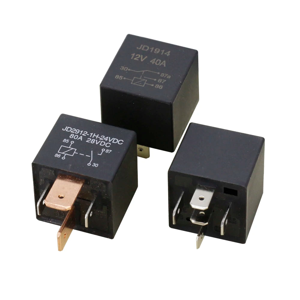 1PC Automotive Relay JD1914/JD2912 80A/40A 12V/24V 4/5 Pin No Backrest Copper Small Waterproof Relay Lighting Controller