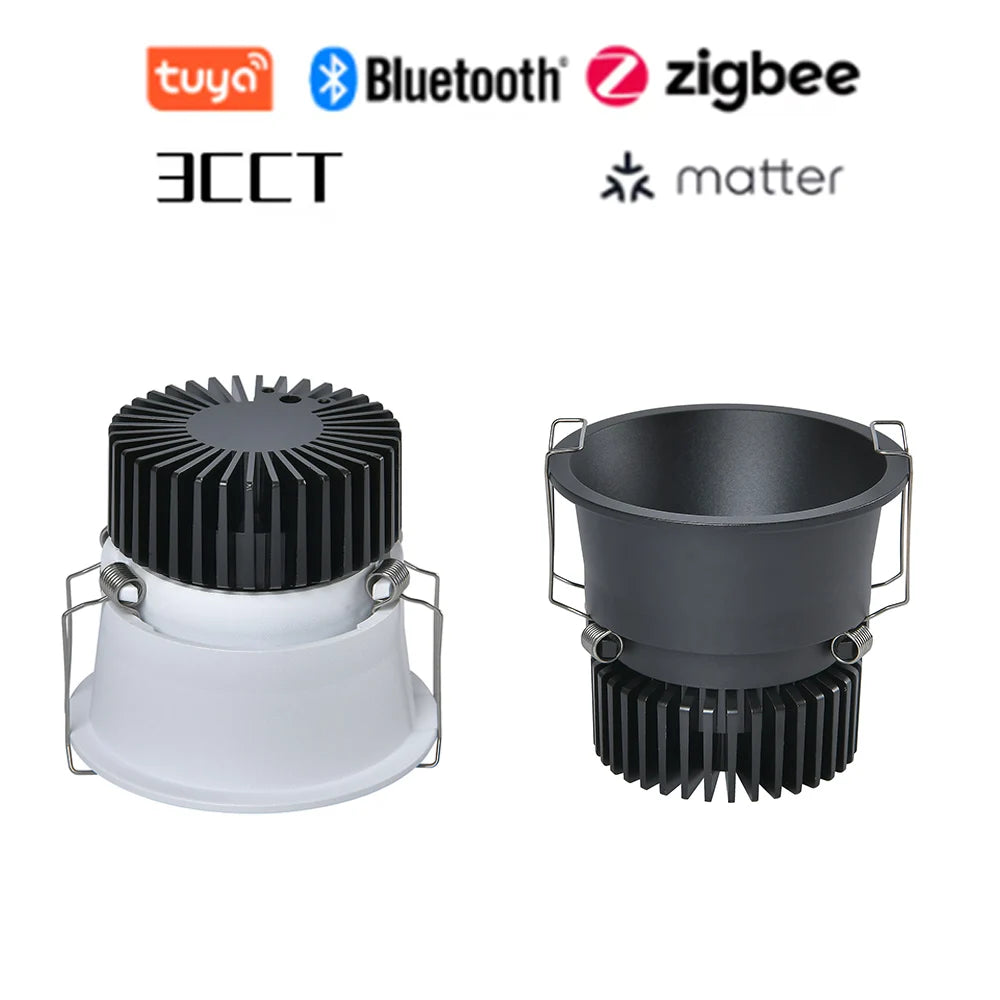 Narrow Border Adjustable Dimmable Embedded LED Spotlight Tuya Bluetooth/Zigbee Matter 3CCT Smart LED Ceiling Home Commercial