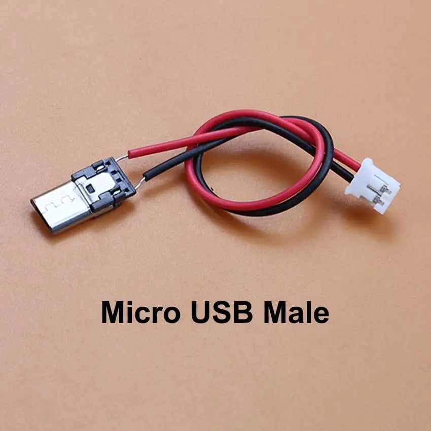 5pcs USB Adapter Cable PH2.0mm Terminal Micro USB Jack Type-C Charging Port 2P Strip Line Of Solder Joint Male Female Connector