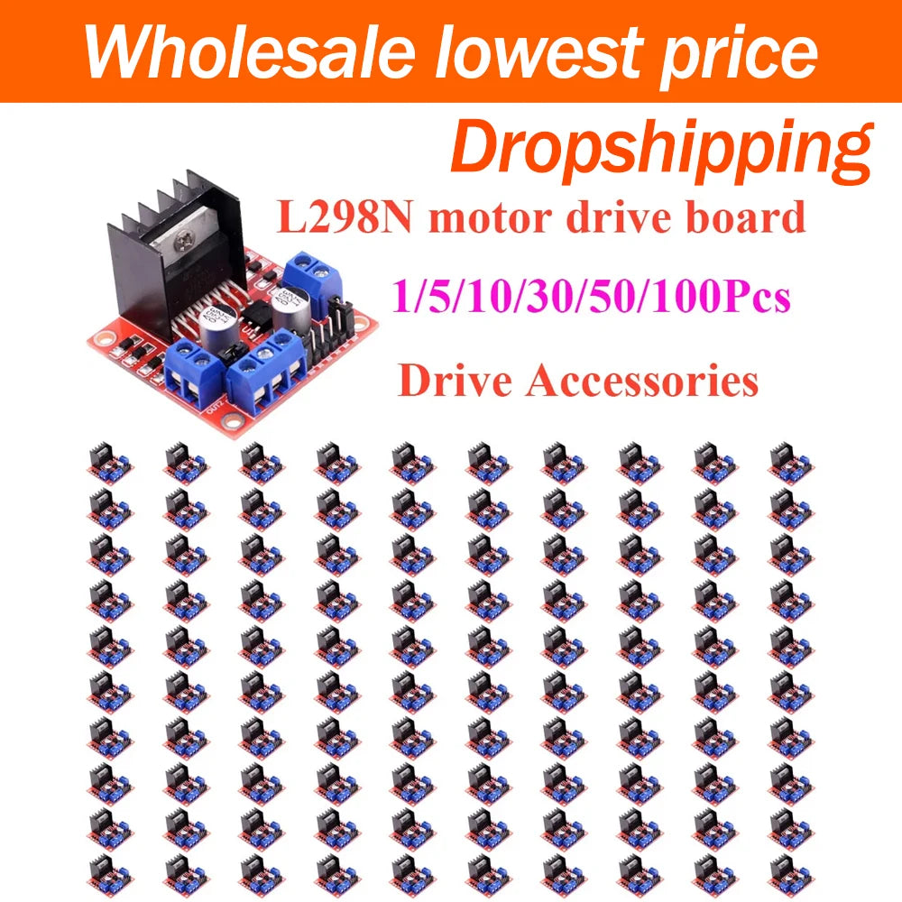 1~100Pcs L298N Dual Channel DC Stepper Motor Drive Controller Module Speed Regulation Driver Board Smart Robot DIY Accessories