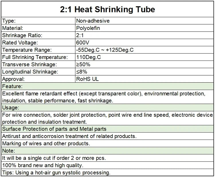 2:1 Shrink Rate Black Diameter 0.6mm ~ 210mm Heat Shrink Tube DIY Wires Cable Repair Wrap Sleeving Waterproof Polyolefin Tubing
