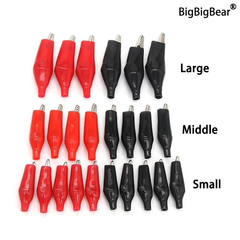 28 35 45mm Metal Alligator Clip G98 Crocodile Electrical Clamps Testing Probe Meter Black Red with Plastic Boot Car Auto Battery
