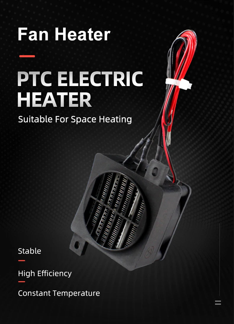 12V 24V 48V 110V 220V PTC Heater With Fan 50W~400W Insulated Ceramic Thermostatic Fan Heater Pet Insulation Incubator PTC Heater