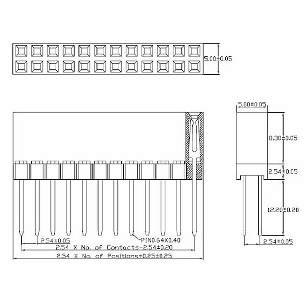 5pcs 2.54mm Pitch PC104 20 40 64 80 Pin 2x10 2x20 2x32 2x40 Long Double Row Straight Female Header Socket Connector For Arduino