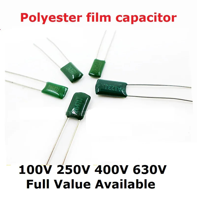 50PCS 100V 2A102J 2A152J 2A222J 2A471J 2A221J 2A331J 330/220/390/470/PF 1.5/2.2/1NF 0.0015UF/22UF  Polyester Film Capacitor 102