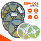 5M 10M 20M 50M/Roll COB Strip AC 220V 240Leds/M IP20 3000K 4000K 6000K Driver Build In Home Decor Flexible Ribbon Rope LED Light